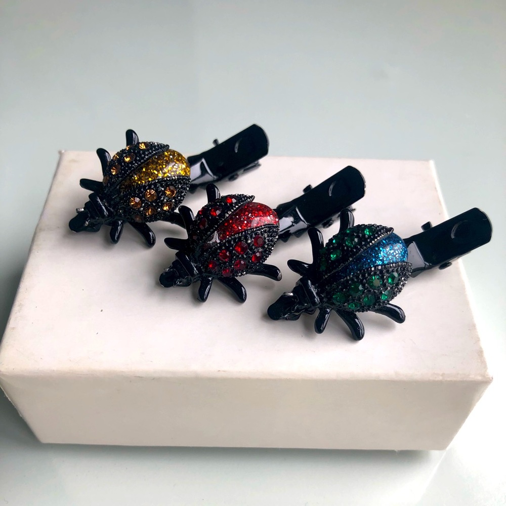 Set of Three Beetle Hair Clips
